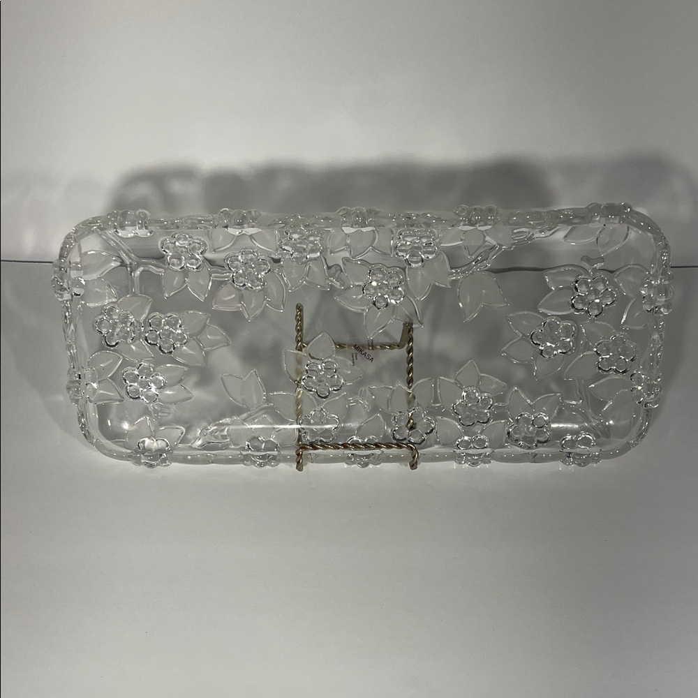 Mikasa West Germany Clear Serving Dish/Tray Floral Walther Crystal